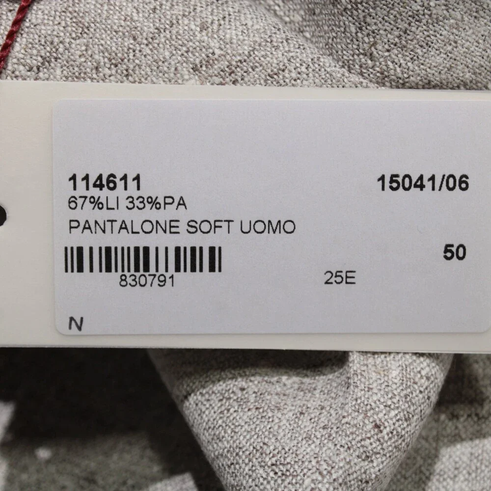 Luciano Barbera NWT Pleated Dress Pants Size 50 (US 34) in Brown Linen Blend